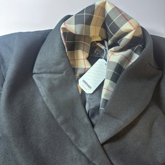Coofandy Other - Men's XL Black‎ Overcoat Blazer Jacket Detachable Plaid Scarf Coofandy NWT